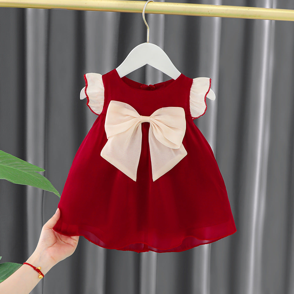 [340364] - Baju Mini Dress Kutung Fashion Import Anak Perempuan - Motif Big Ribbon