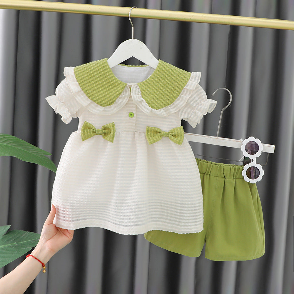 [340366] - Baju Setelan Blouse Celana Chino Fashion Anak Perempuan - Motif Flattened Ribbon