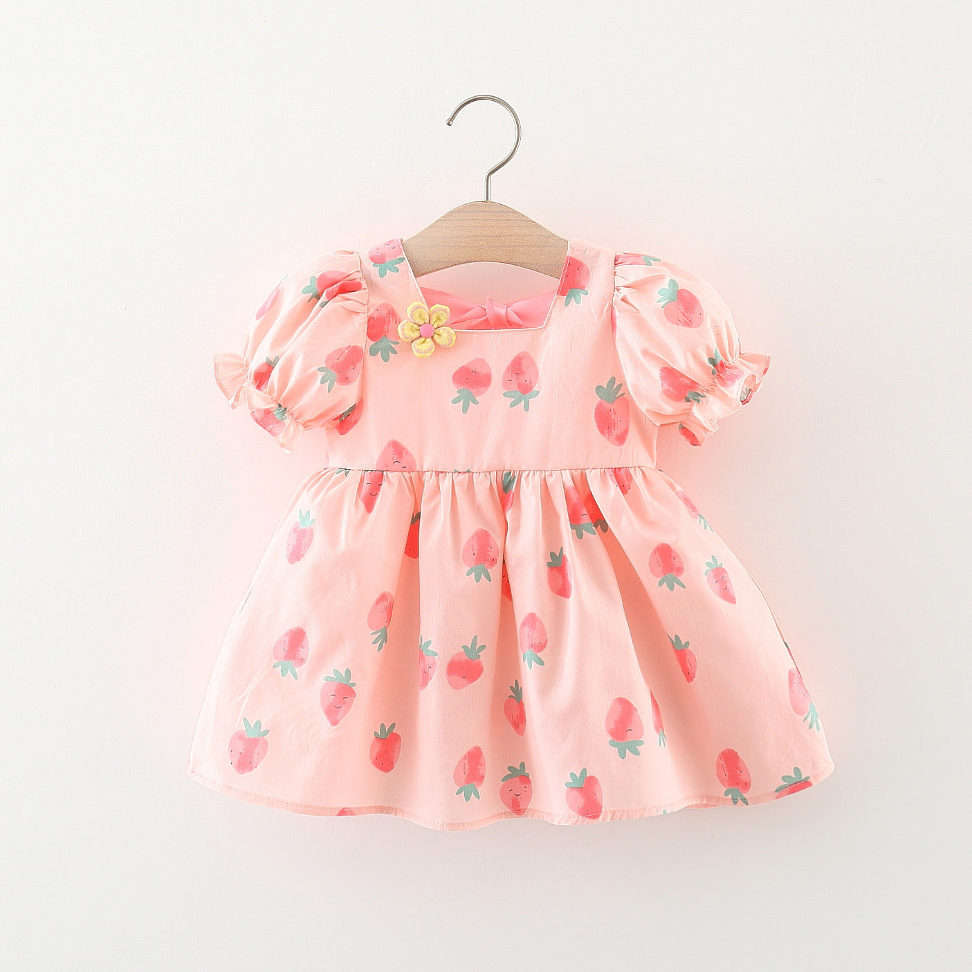 [340367] - Baju Mini Dress Lengan Balon Fashion Anak Perempuan - Motif Strawberry Pattern