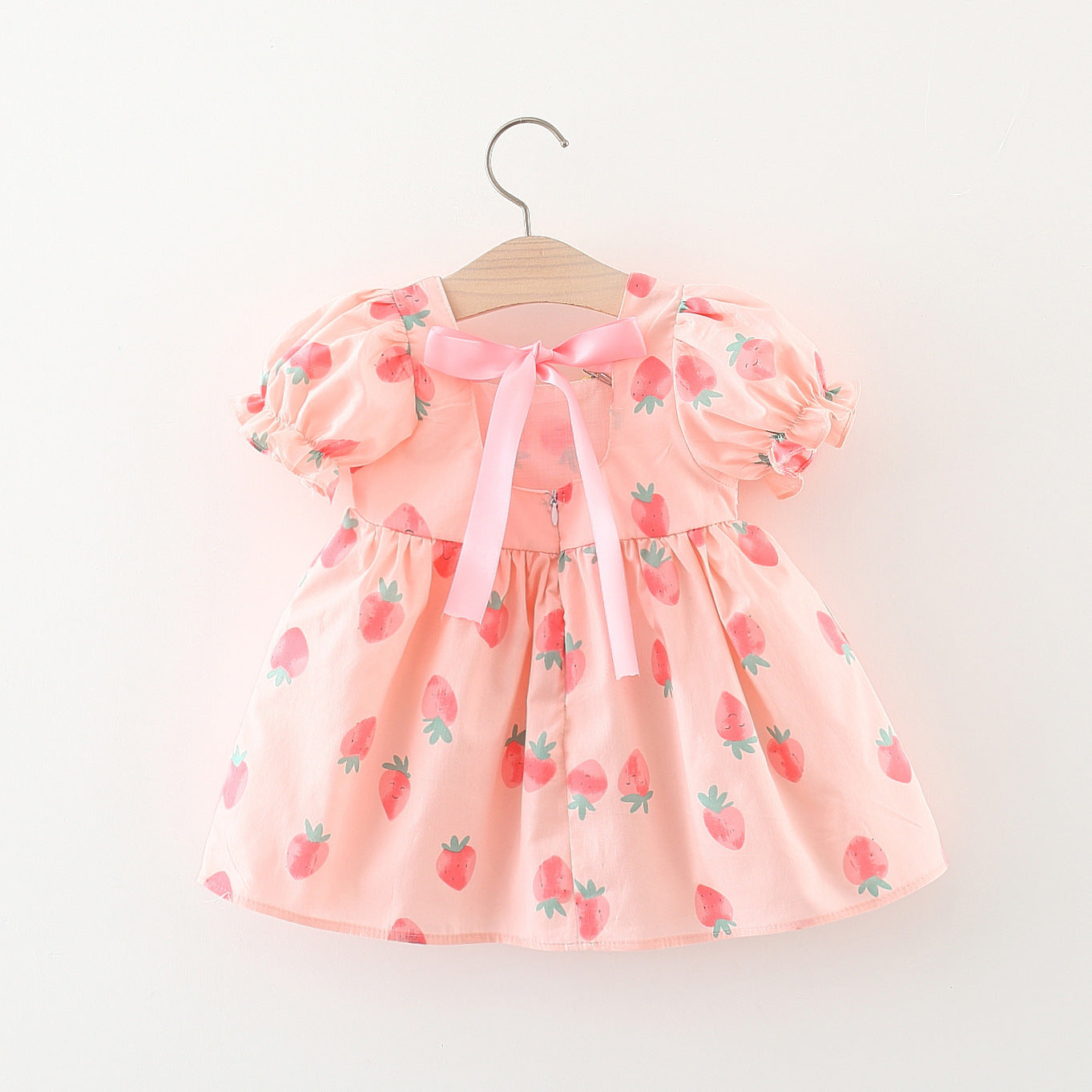 [340367] - Baju Mini Dress Lengan Balon Fashion Anak Perempuan - Motif Strawberry Pattern