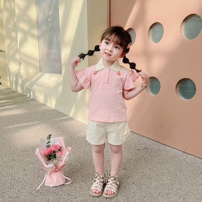 [340370] - Baju Setelan Blouse Celana Chino Fashion Anak Perempuan - Motif Collar Carrots