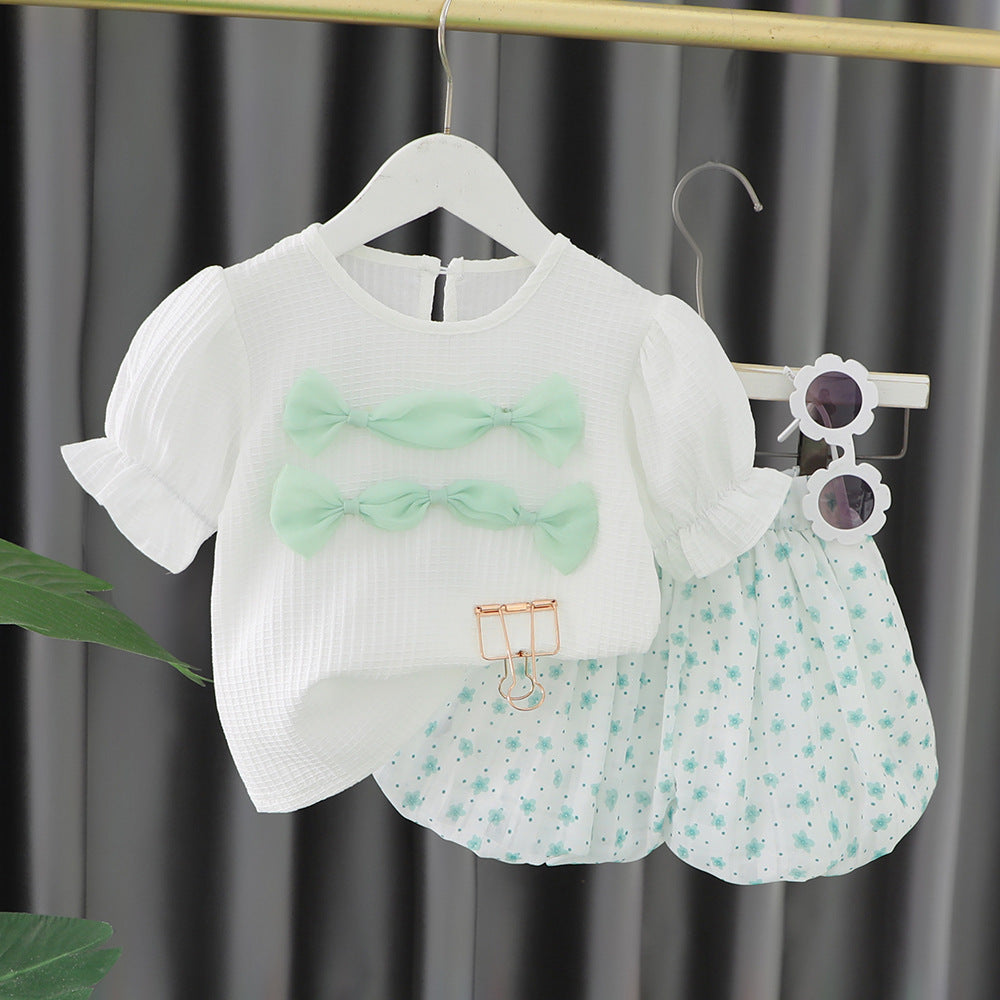 [340372] - Baju Setelan Blouse Celana Pendek Fashion Anak Perempuan - Motif Long Ribbon