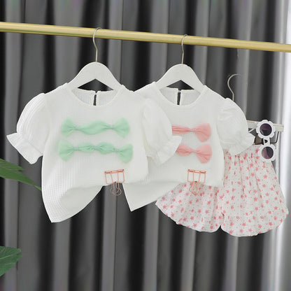 [340372] - Baju Setelan Blouse Celana Pendek Fashion Anak Perempuan - Motif Long Ribbon