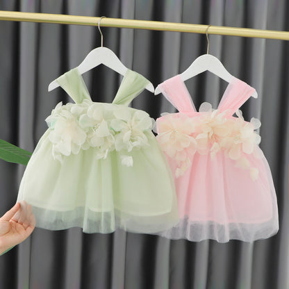 [340374] - Baju Mini Dress Gaun Lengan Kutung Fashion Anak Perempuan - Motif Transparent Flower