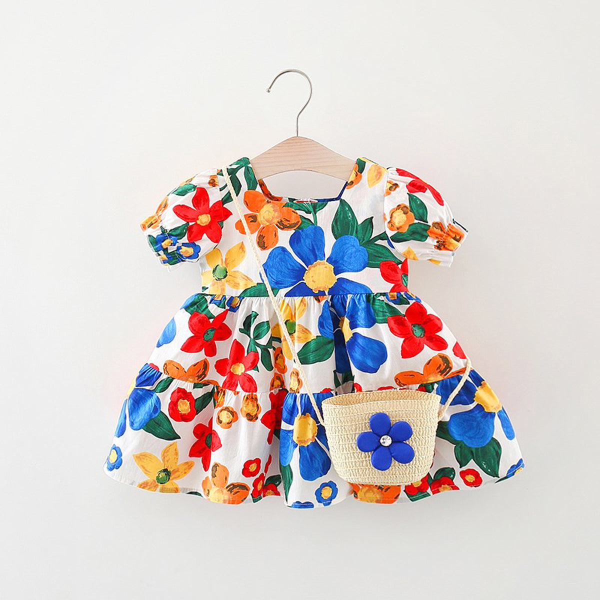 [340381] - Baju Mini Dress Lengan Pendek Fashion Anak Perempuan - Motif Color Flowers