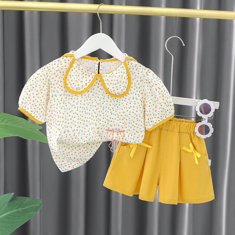 [340385] - Baju Setelan Blouse Celana Pendek Fashion import Anak Perempuan - Motif Mini Flower