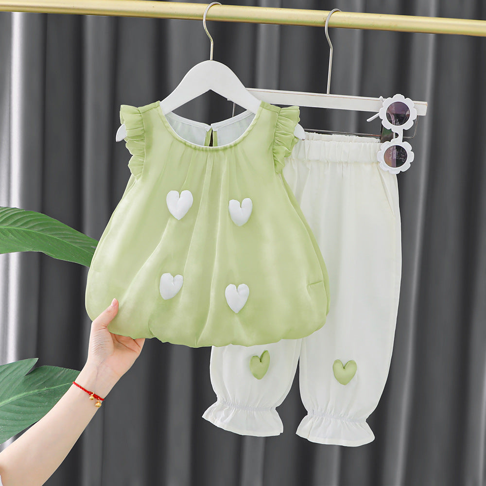 [340387] - Baju Setelan Blouse Fashion Anak Perempuan - Motif Bloated Heart