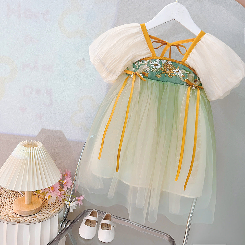 [340397] - Baju Mini Dress Tutu Fashion Import Anak Perempuan - Motif Shiny Flower