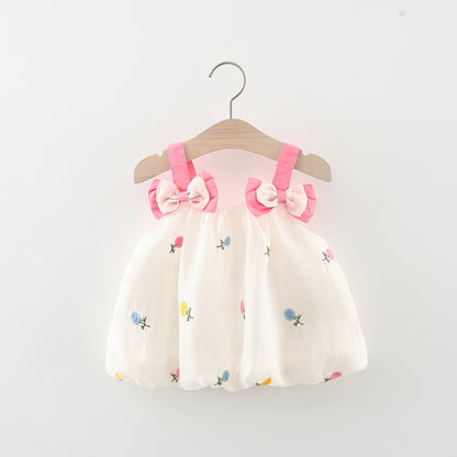 [340404] - Baju Mini Dress Lengan Kutung Fashion Import Anak Perempuan - Motif Soft Flower