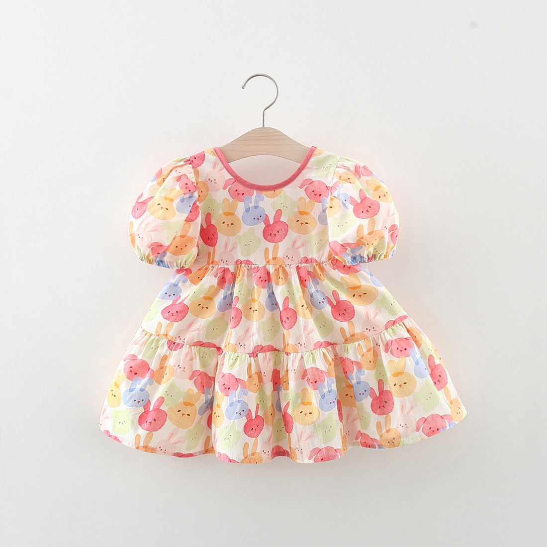 [340405] - Baju Mini Dress Lengan Balon Fashion Import Anak Perempuan - Motif Fluffy Rabbit