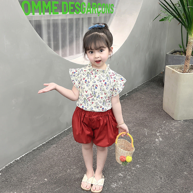 [340407] - Baju Setelan Blouse Celana Pendek Balon Fashion Anak Perempuan - Motif Small Flowers