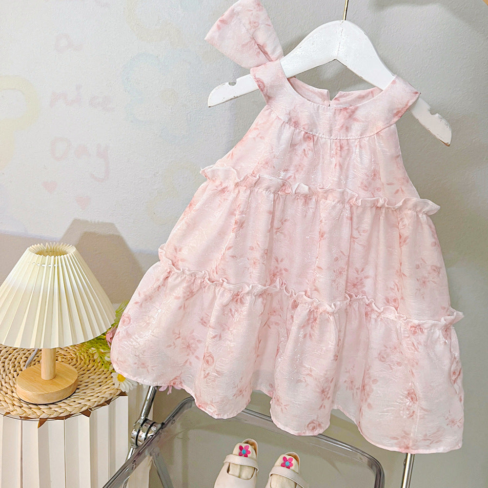 [340411] - Baju Dress Tanpa Lengan Fashion Anak Perempuan - Motif Blossom Flower