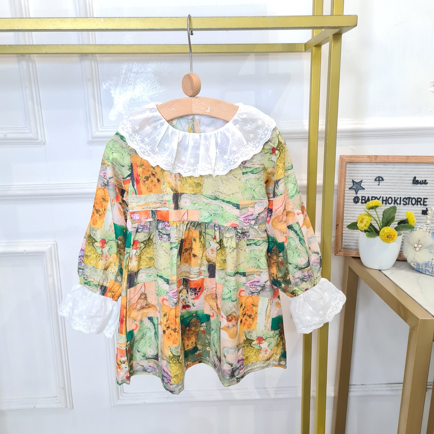 [340416-V1] - Baju Dress Bunga Lengan Panjang Fashion Import Anak Perempuan - Motif Mixed Flowers