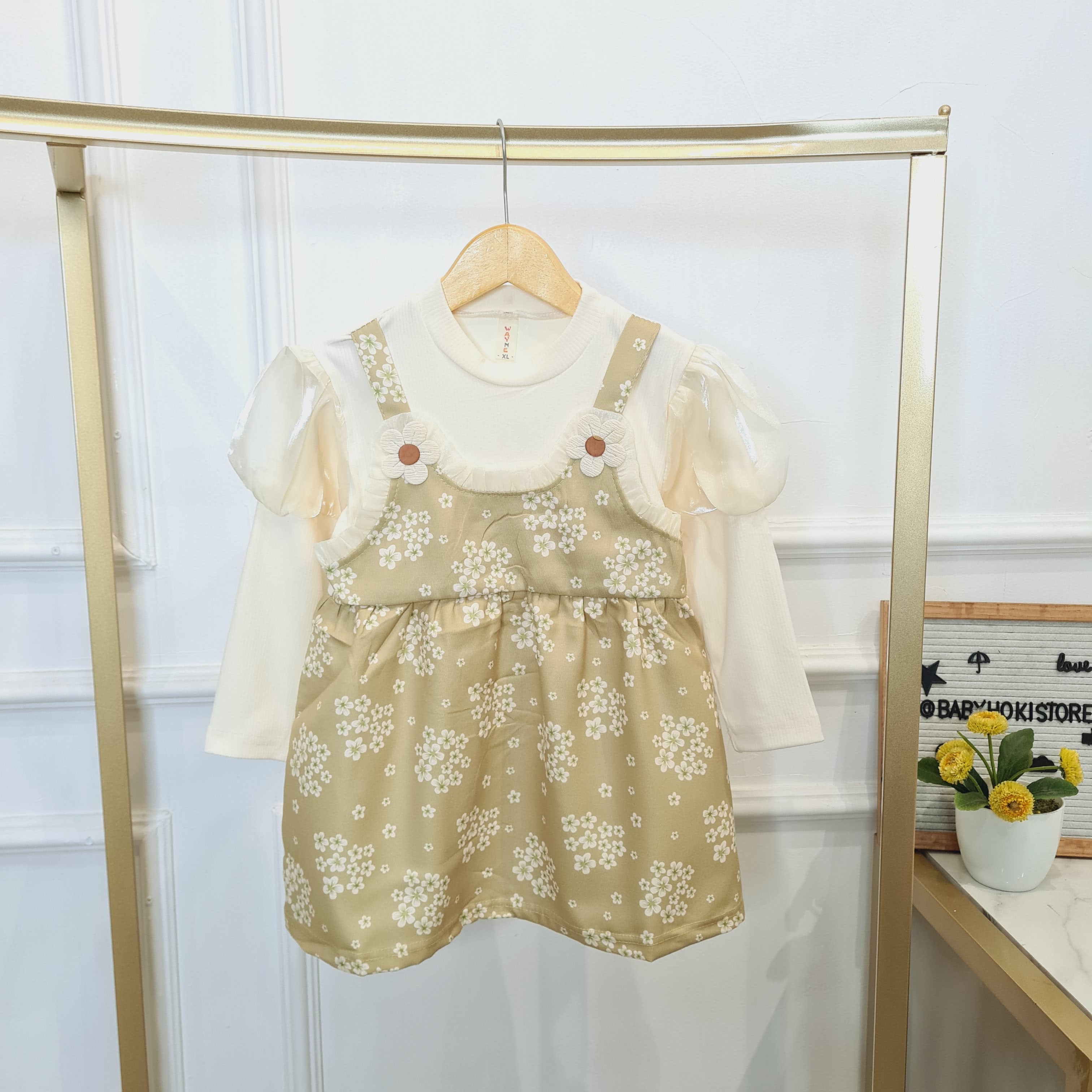[340423-V1] - Baju Dress Lengan Panjang Bunga Fashion Anak Perempuan - Motif Soothing Flower