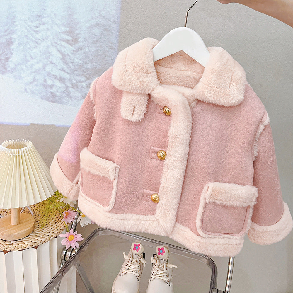 [340451] - Baju Atasan Jaket Tebal Fashion Anak Perempuan - Motif Thick Fur