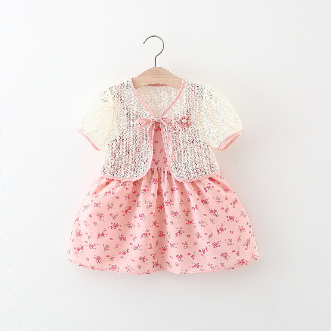 [340469] - Baju Setelan Dress 2 In 1  Rompi Lengan Pendek Dress Lengan Kutung Fashion Anak Perempuan - Motif Small Flower