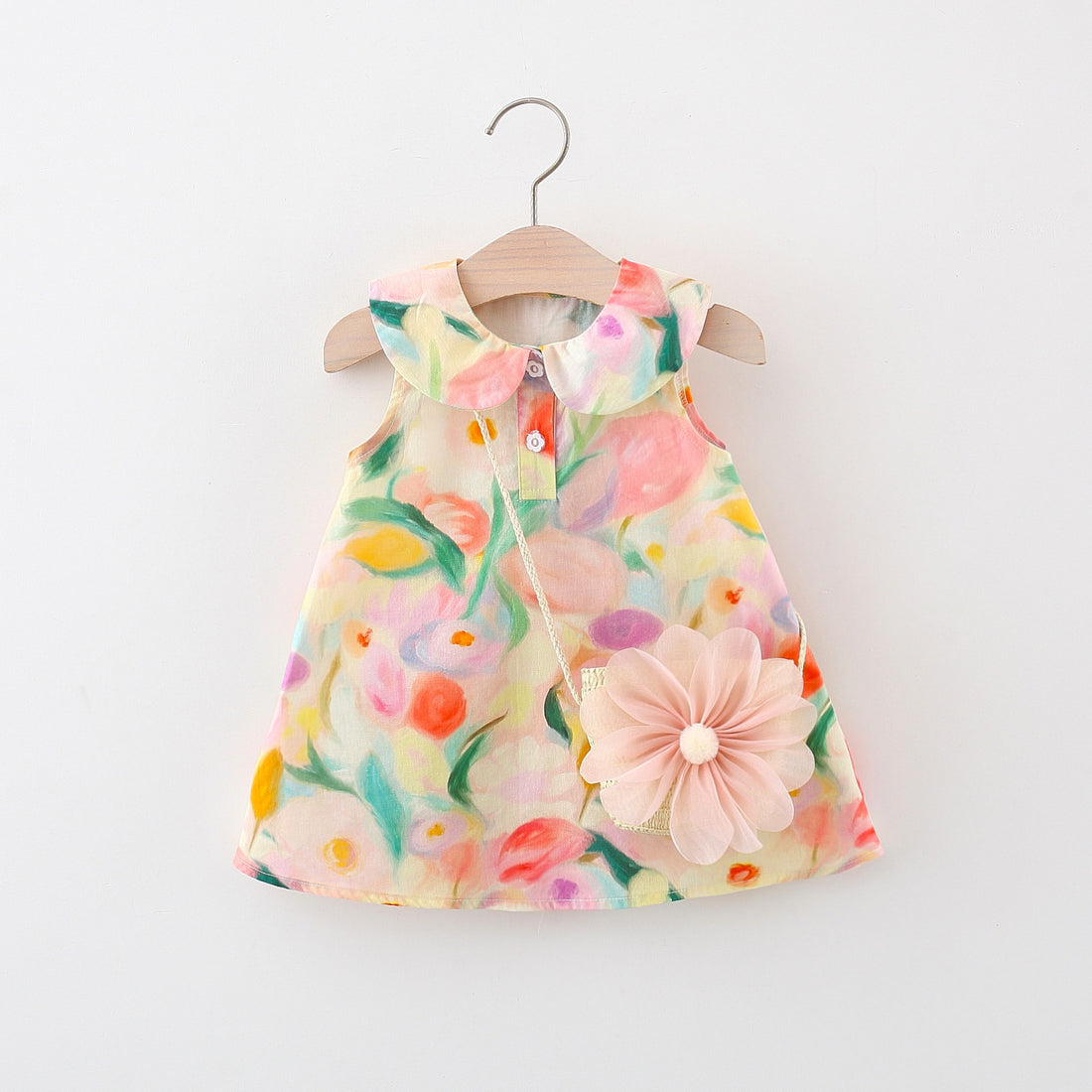 [340472] - Baju Dress Lengan Kutung Fashion Anak Perempuan - Motif Cute Big Flowers