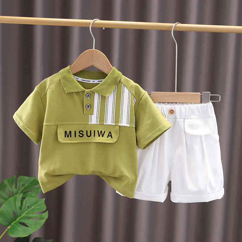 [345406] - Baju Setelan Polo Kancing Lengan Pendek Celana Pendek Anak Cowok Fashion - Motif Misuiwa