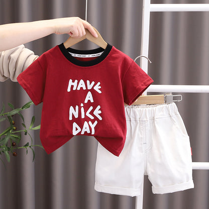 [345418] - Baju Setelan Kaos Lengan Pendek Celana Pendek Anak Cowok Fashion- Motif Have A Nice Day
