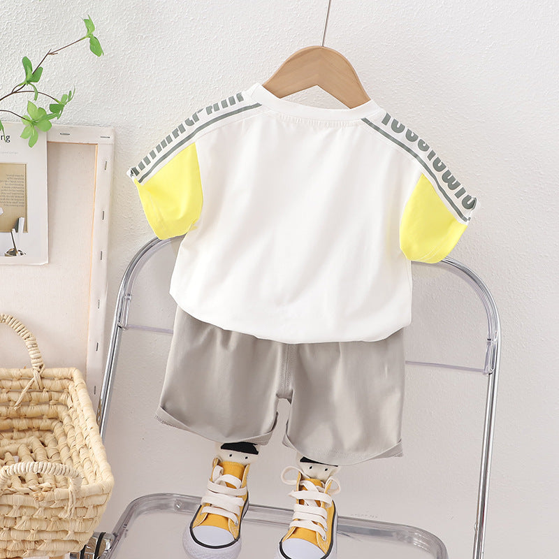 [345422] - Baju Setelan Kaos Lengan Pendek Celana Pendek Anak Cowok Fashion - Motif Animal Party