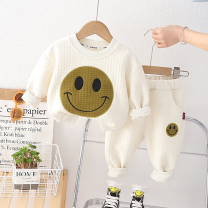 [345444] - Baju Setelan Sweater Lengan Panjang Celana Panjang Anak Perempuan Fashion - Motif Smile