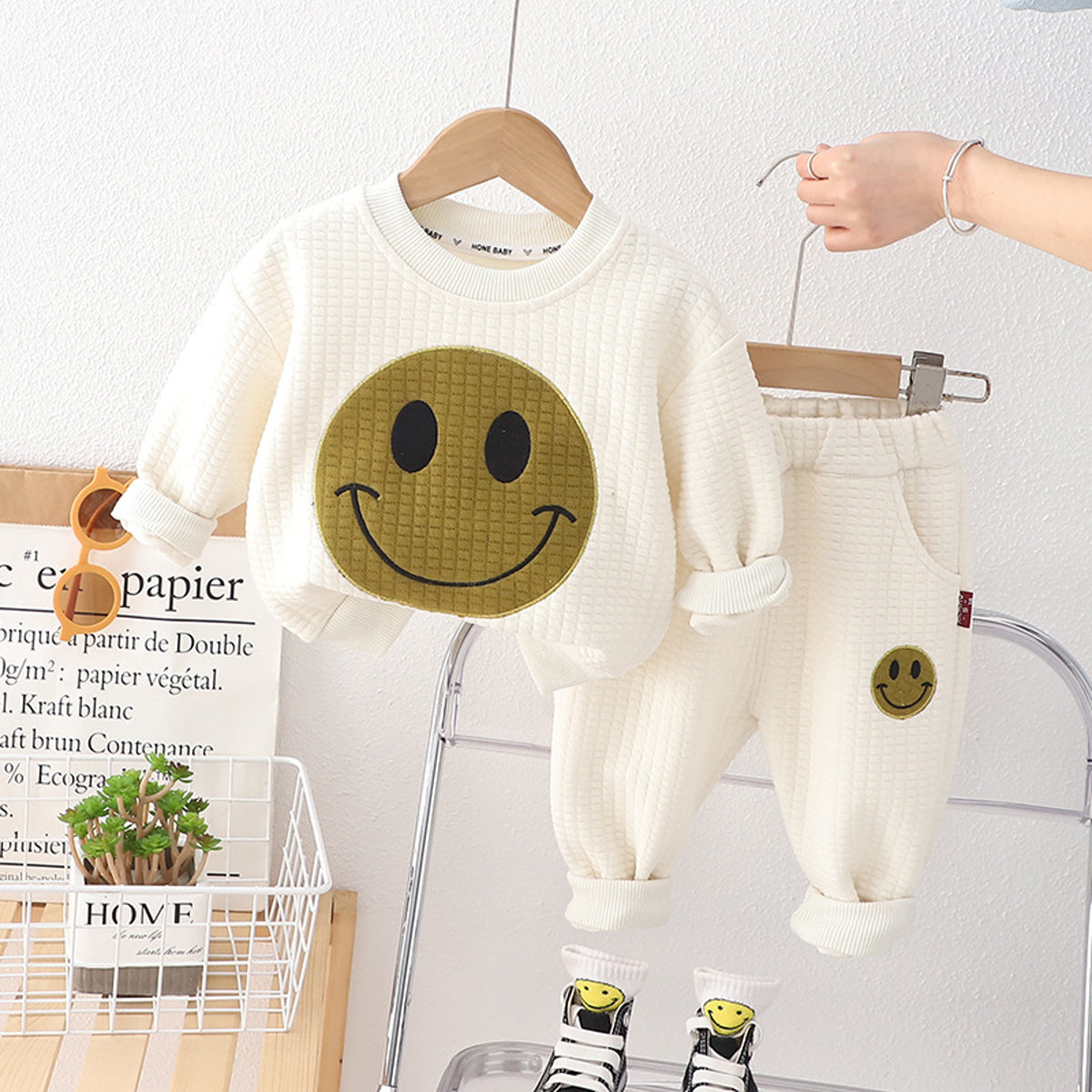 [345444] - Baju Setelan Sweater Lengan Panjang Celana Panjang Anak Perempuan Fashion - Motif Smile