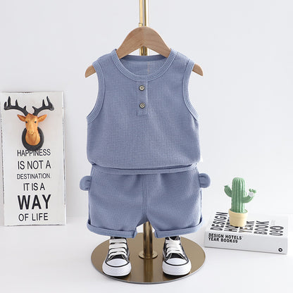 [345478] - Baju Setelan Kaos Singlet Celana Pendek Fashion Anak Cowok - Motif Particle Box