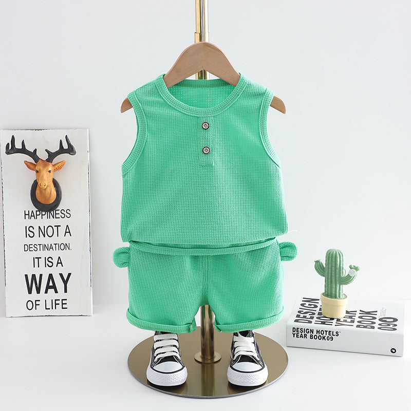 [345478] - Baju Setelan Kaos Singlet Celana Pendek Fashion Anak Cowok - Motif Particle Box