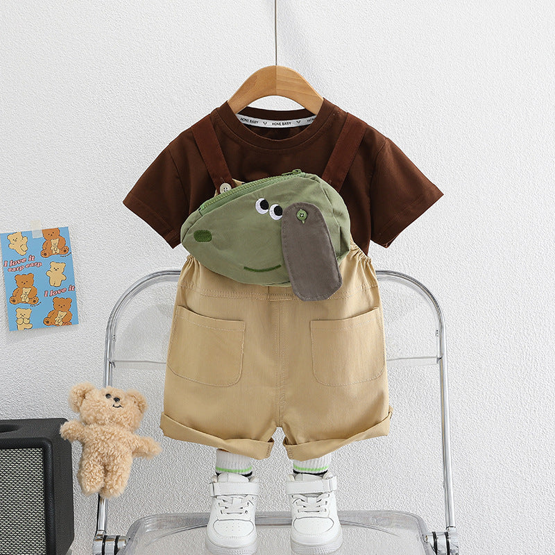 [345479] - Baju Setelan Kaos Overall Chino Fashion Anak Laki-Laki - Motif Buttoned Rope