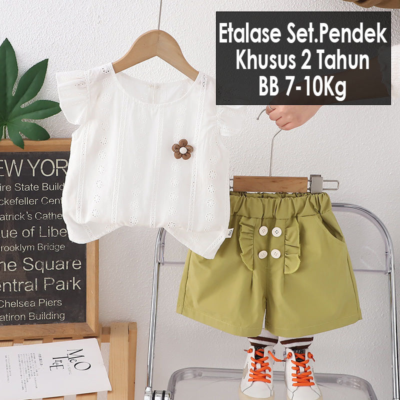 CLEARANCE SALE [Setelan Pendek] 2 Tahun BB 7-10Kg One Set Anak Cewek Perempuan DLL