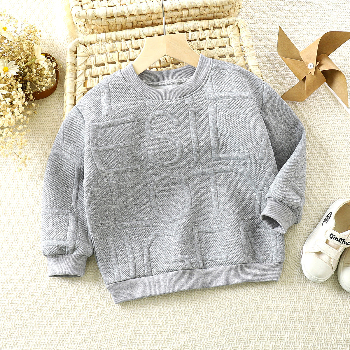 [351277] - Atasan Sweater Anak Perempuan - Motif Embossed Writing