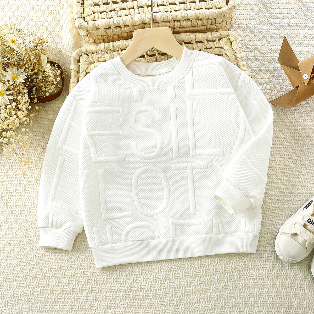 [351277] - Atasan Sweater Anak Perempuan - Motif Embossed Writing