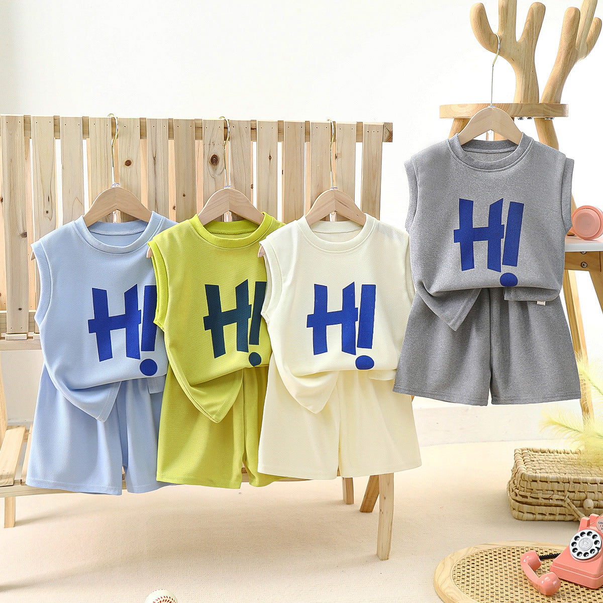 [351280] - Setelan Lengan Kutung Singlet Anak Laki-Laki - Motif H Uppercase