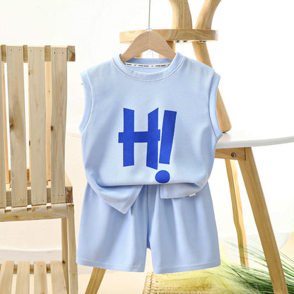 [351280] - Setelan Lengan Kutung Singlet Anak Laki-Laki - Motif H Uppercase