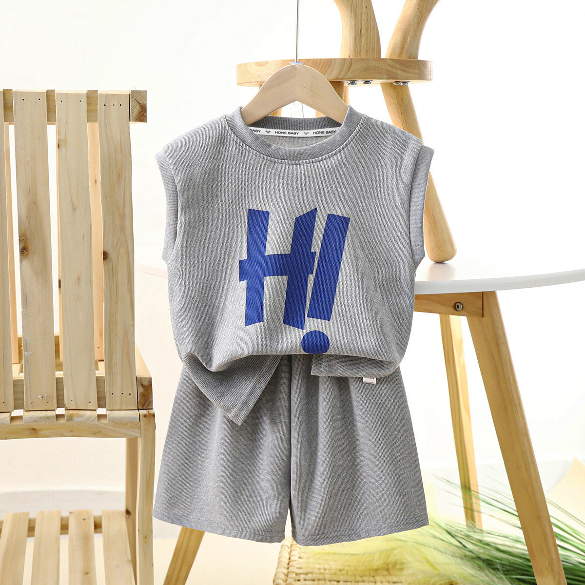 [351280] - Setelan Lengan Kutung Singlet Anak Laki-Laki - Motif H Uppercase