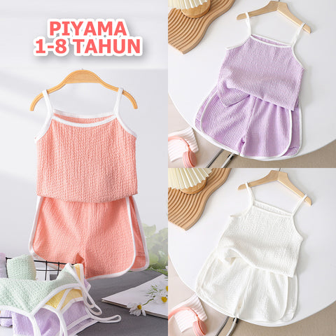[351284] - Setelan Lengan Kutung Singlet Anak Perempuan - Motif Borderline