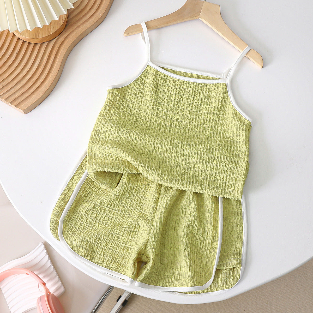 [351284] - Setelan Lengan Kutung Singlet Anak Perempuan - Motif Borderline
