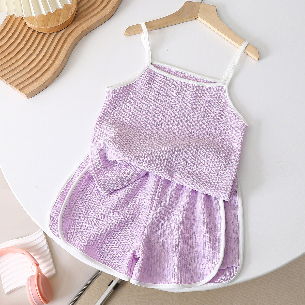 [351284] - Setelan Lengan Kutung Singlet Anak Perempuan - Motif Borderline