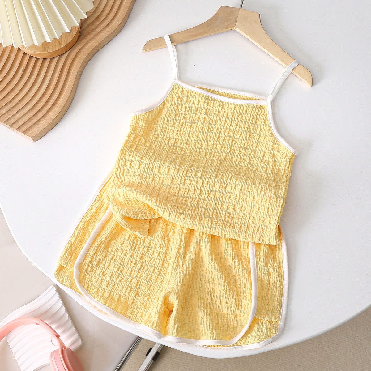 [351284] - Setelan Lengan Kutung Singlet Anak Perempuan - Motif Borderline