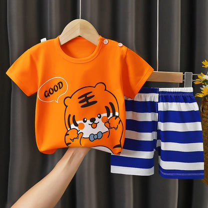 [351287] - Setelan Kaos Lengan Pendek Anak Laki-Laki - Motif Baby Tiger