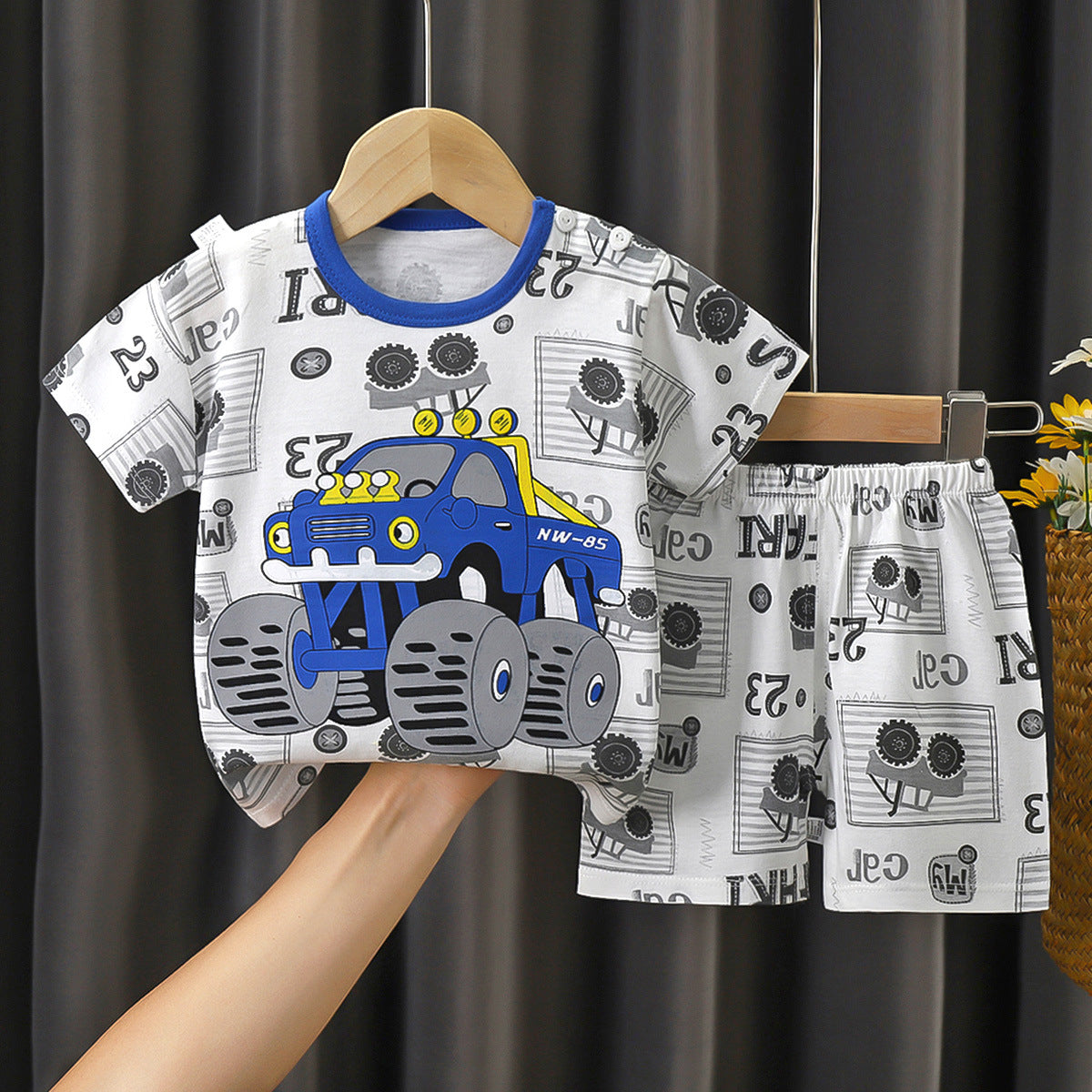[351288] - Setelan Kaos Lengan Pendek Anak Laki-Laki - Motif Monster Truck