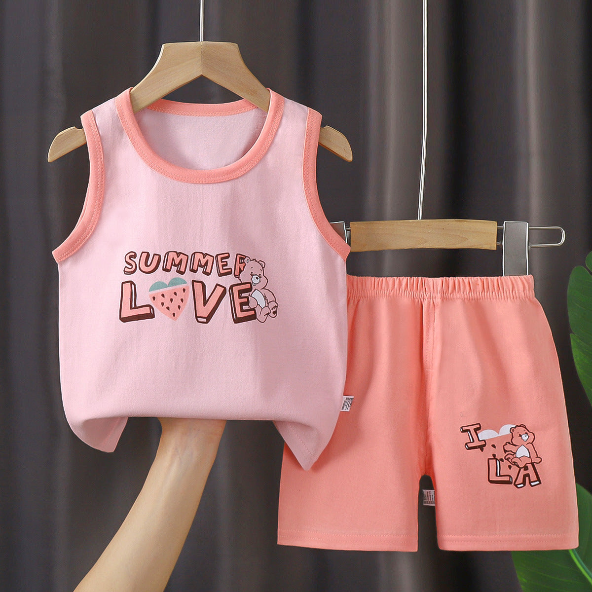 [351290] - Setelan Kaos Singlet Celana Pendek Anak Perempuan - Motif Love Strawberry