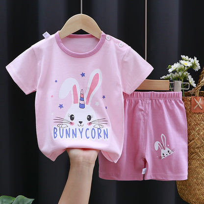 [351292] - Setelan Kaos Lengan Pendek Anak Perempuan - Motif Bunny Corn