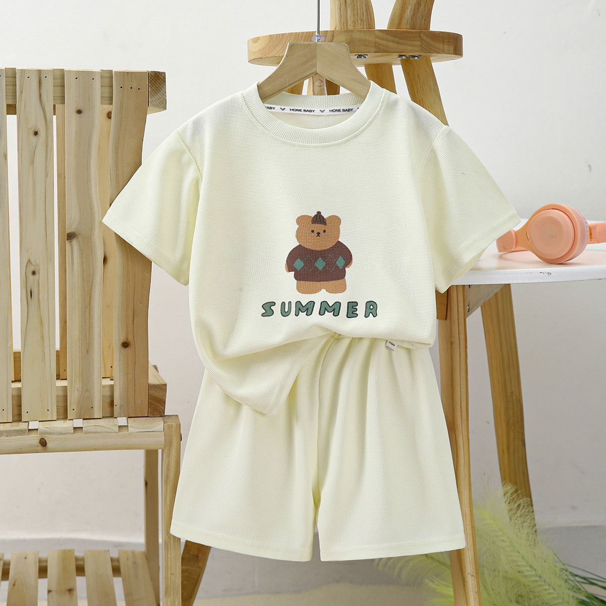 [351294] - Setelan Kaos Lengan Pendek Anak Cowok Cewek - Motif Summer Bear