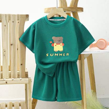 [351294] - Setelan Kaos Lengan Pendek Anak Cowok Cewek - Motif Summer Bear