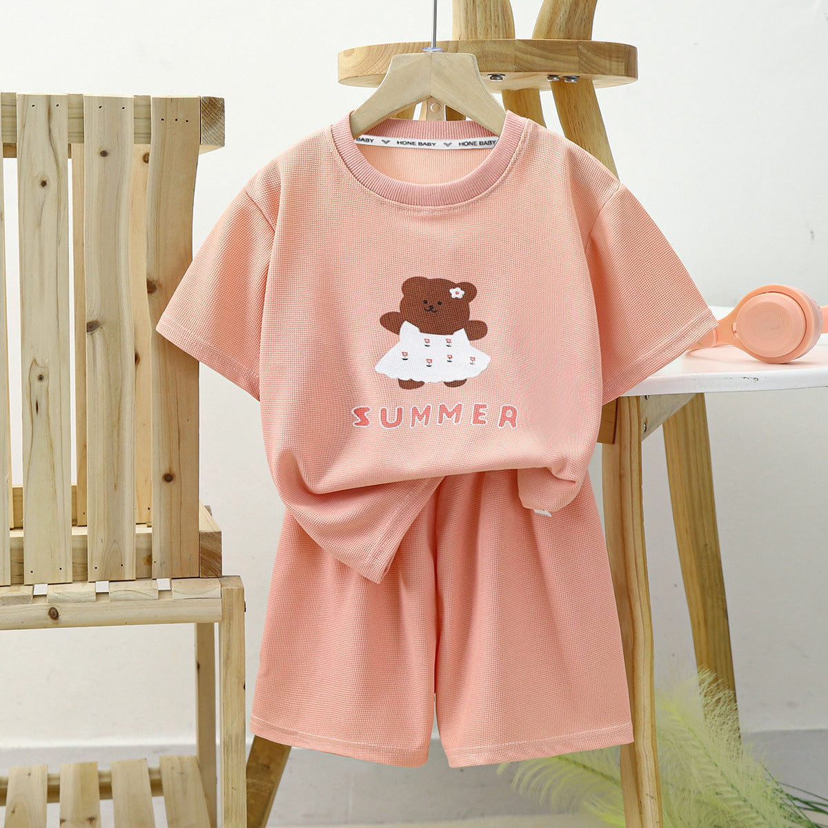 [351294] - Setelan Kaos Lengan Pendek Anak Cowok Cewek - Motif Summer Bear