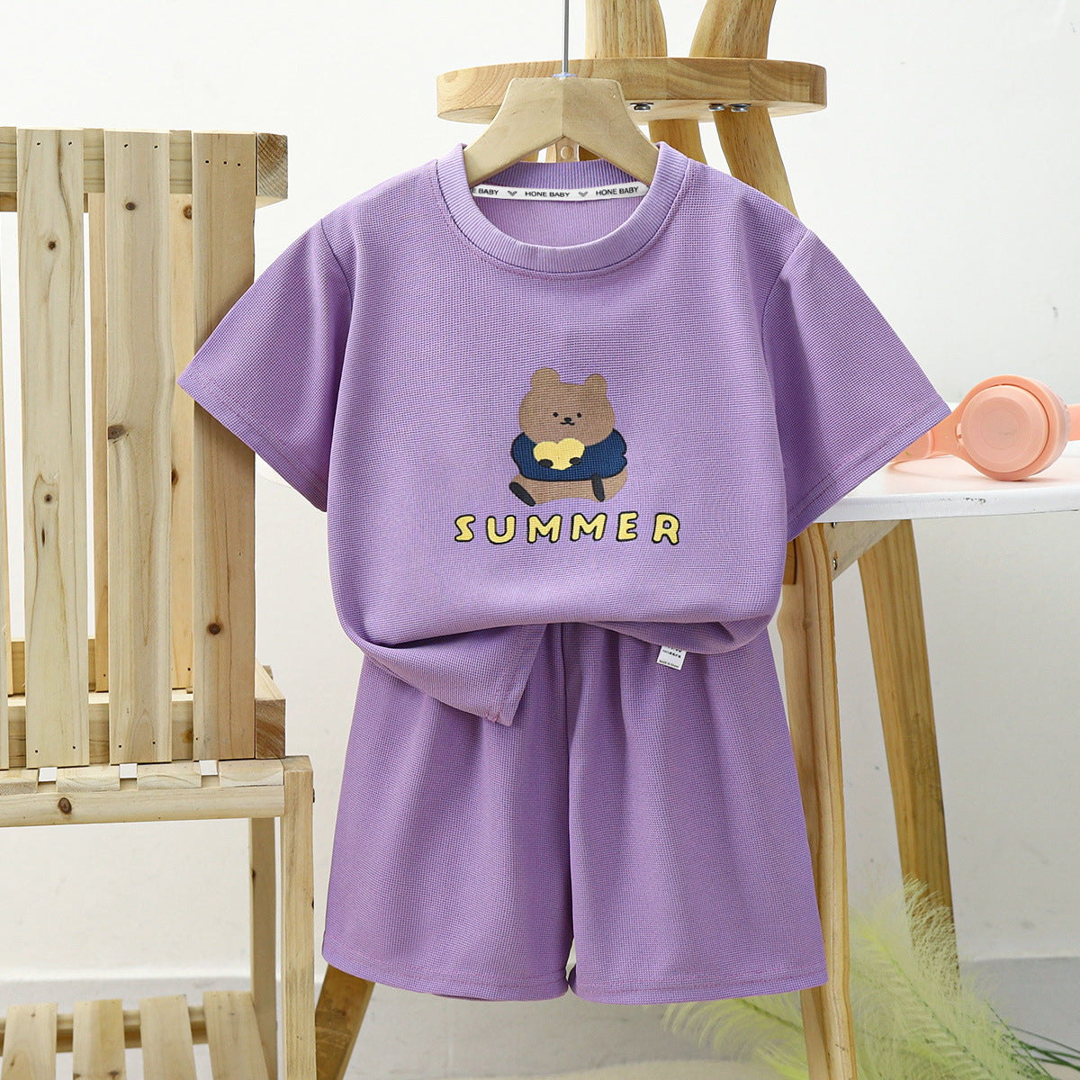 [351294] - Setelan Kaos Lengan Pendek Anak Cowok Cewek - Motif Summer Bear