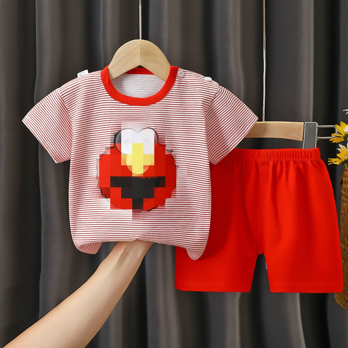 [351296] - Setelan Kaos Lengan Pendek Import Anak Cowok Cewek - Motif Cute Monster