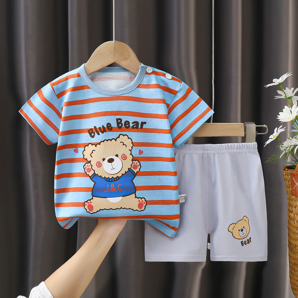 [351298] - Setelan Kaos Lengan Pendek Anak Laki-Laki - Motif Line Bear