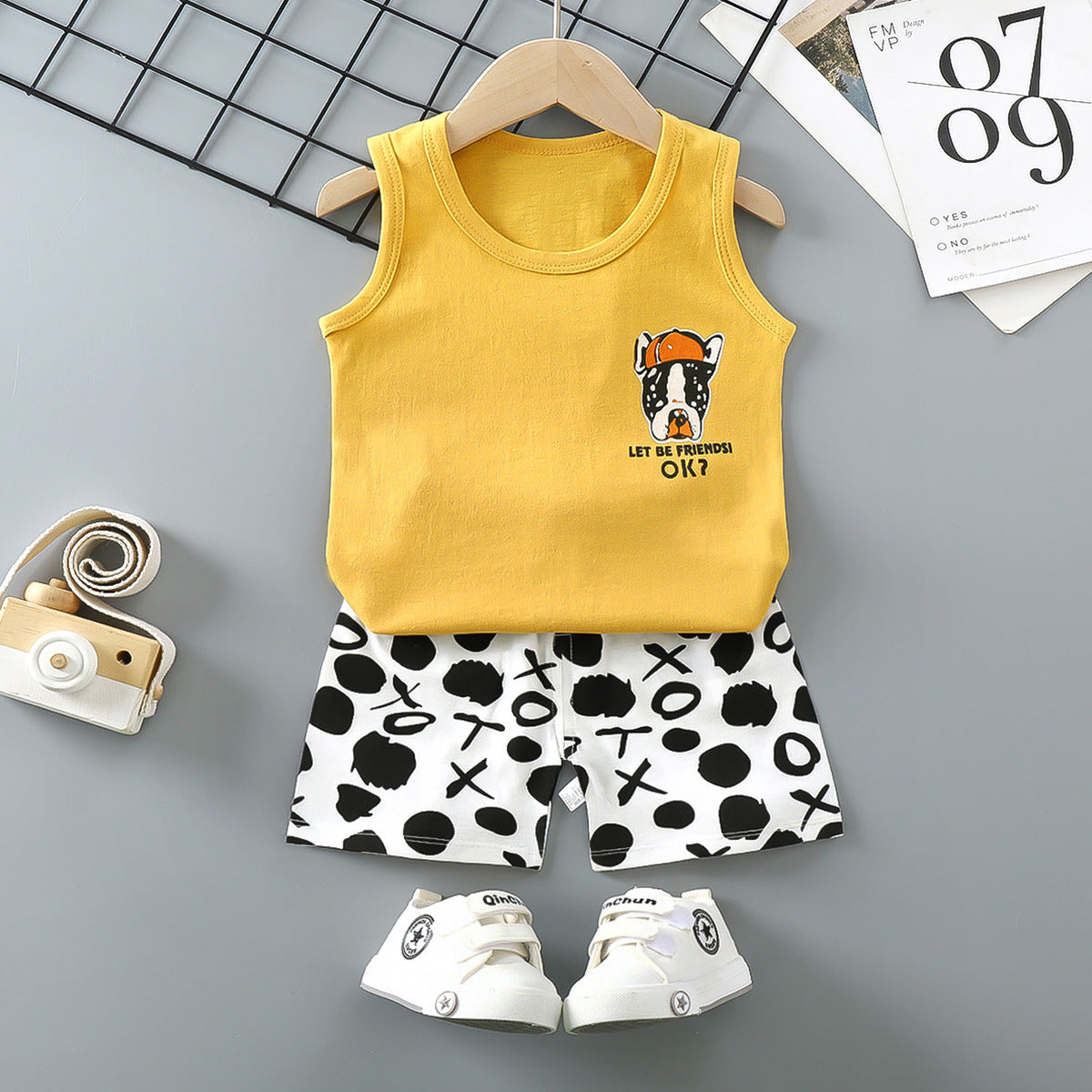 [351302] - Setelan Kaos Singlet Celana Pendek Anak Laki-Laki - Motif Silent Dog